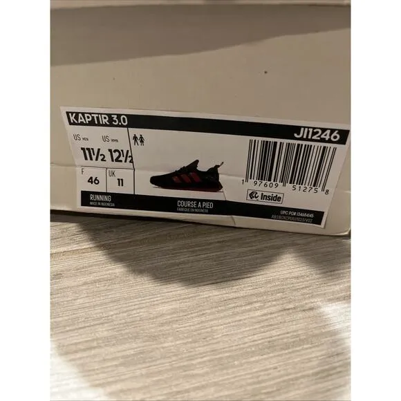 Adidas Kaptir 3.0 Running Shoes Unisex Men 11.5 Women 12.5 Red Black Jl1246