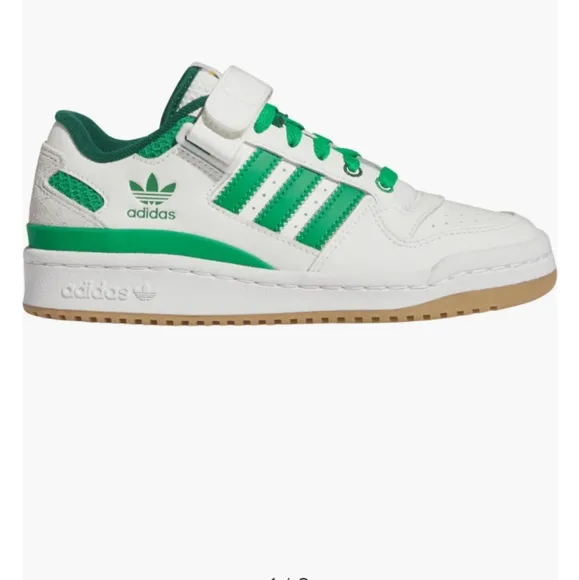 Adidas Kids Forum Low Sneakers Green White Unisex sz 2 NEW