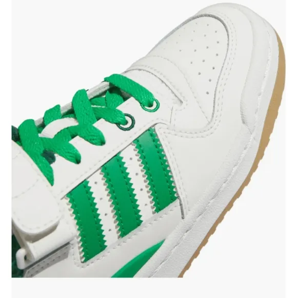 Adidas Kids Forum Low Sneakers Green White Unisex sz 2 NEW