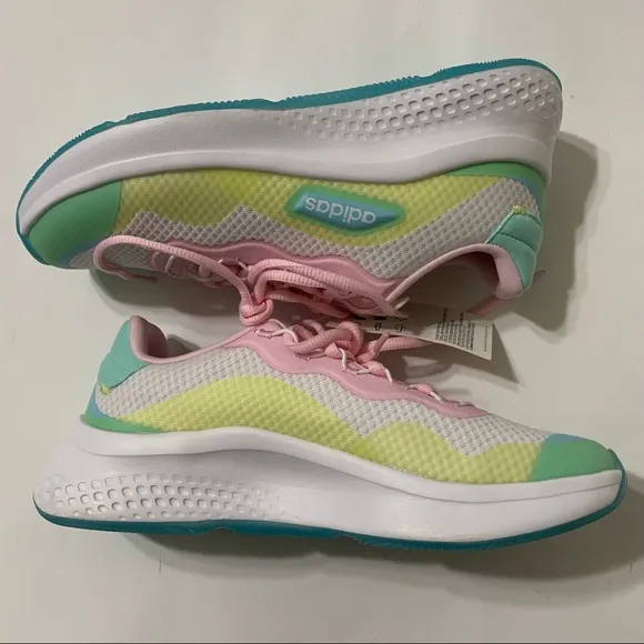 Adidas Primrose Sleek White Blue Yellow Pink Women Size 6.5 Running Shoes FZ3215