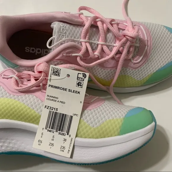 Adidas Primrose Sleek White Blue Yellow Pink Women Size 6.5 Running Shoes FZ3215