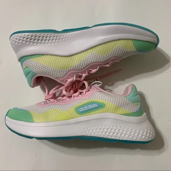 Adidas Primrose Sleek White Blue Yellow Pink Women Size 6.5 Running Shoes FZ3215