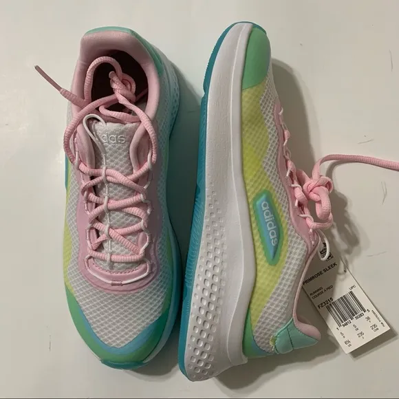 Adidas Primrose Sleek White Blue Yellow Pink Women Size 6.5 Running Shoes FZ3215