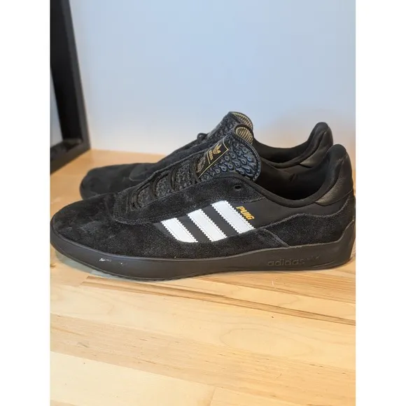 Adidas Puig Skateboarding Shoes Suede Sneakers Casual Black White Stripes SZ 11
