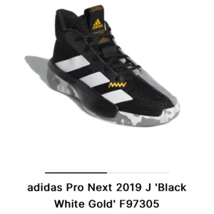 Adidas Sneakers Pro Next 2019 J black white gold w/ Camo soles SZ 7 NWOT