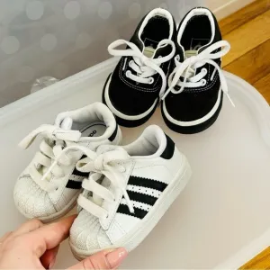 Adidas Superstar &amp; Vans Old Skool Toddler Sneakers - Unisex 2pc Bundle Size 4