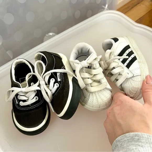 Adidas Superstar &amp; Vans Old Skool Toddler Sneakers - Unisex 2pc Bundle Size 4