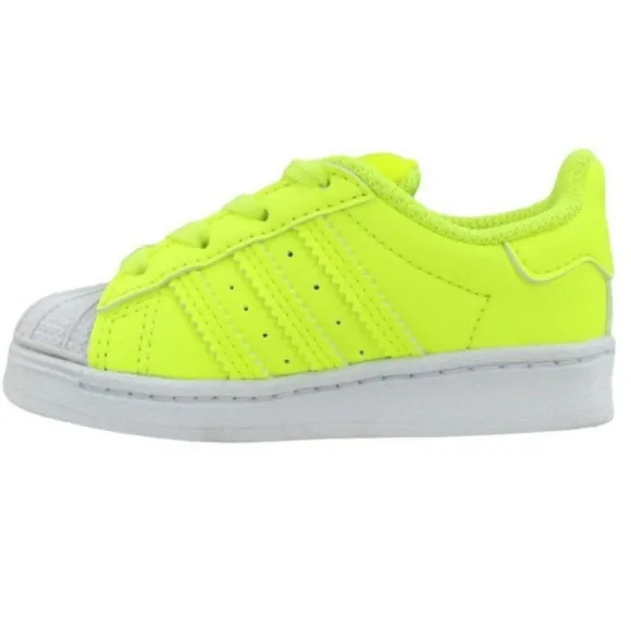 Adidas Superstar Kids Retro Neon Green Lace Up Sneakers