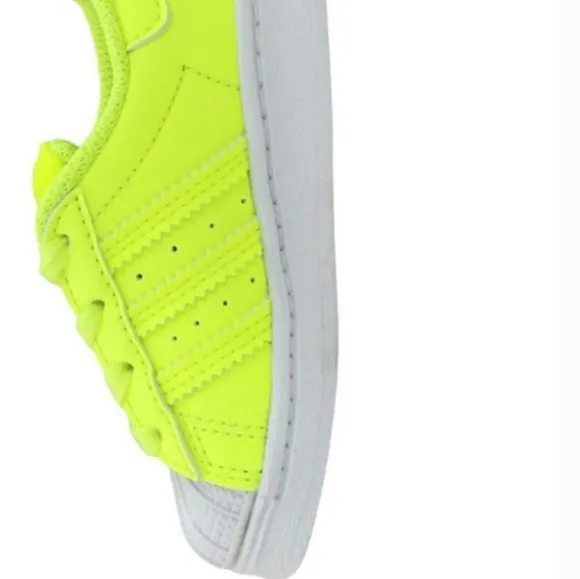 Adidas Superstar Kids Retro Neon Green Lace Up Sneakers