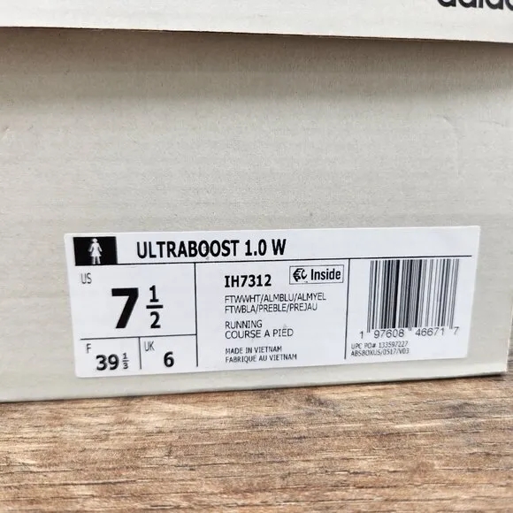 Adidas Ultraboost 1.0 Size 7.5 Womens White MInt Blue Casual Shoes IH7312