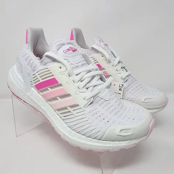 Adidas Ultraboost Running Shoes Mens 7 White Pink CC1 ClimaCool 3 Stripes Knit