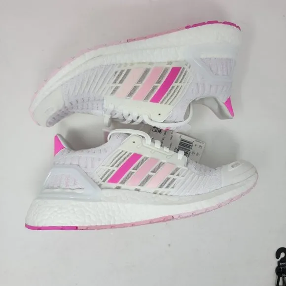 Adidas Ultraboost Running Shoes Mens 7 White Pink CC1 ClimaCool 3 Stripes Knit