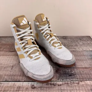 Adidas Wrestling Shoes Men's Size 5.5 Tech Fall 2.0 Unisex White Gold FZ5387
