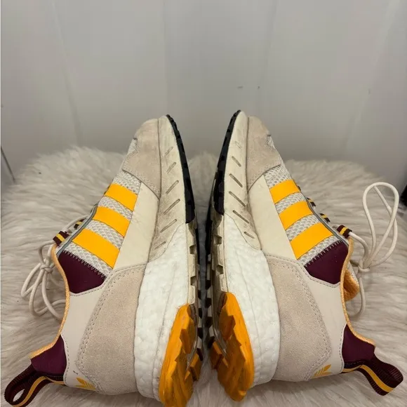 Adidas ZX 1K Boost Women’s Running Shoes Size 8 White and Yellow Laced Up