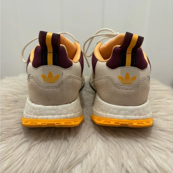 Adidas ZX 1K Boost Women’s Running Shoes Size 8 White and Yellow Laced Up