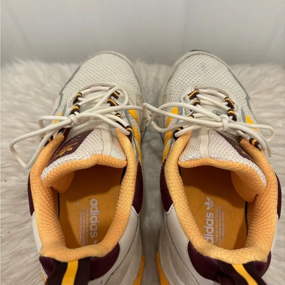 Adidas ZX 1K Boost Women’s Running Shoes Size 8 White and Yellow Laced Up