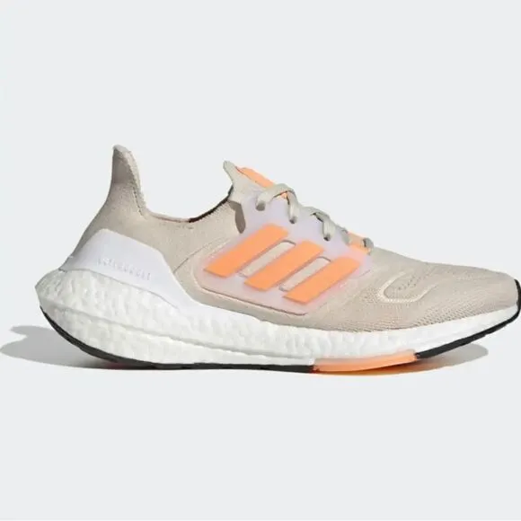 Adidas Womens Ultraboost 22  White Running Shoes 10 Medium (B,M) GX6666 Orange
