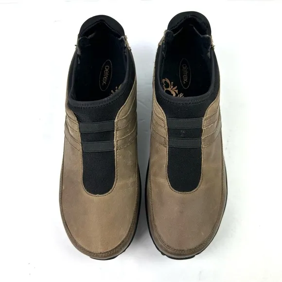 Aetrex Kimber Shoes 41 Brown Suede Nubuck Leather Slip On Comfort Shoes Womens