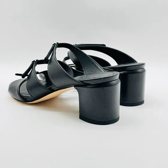 AGL Shoes Womens EU 37.5 US 7.5 Black Leather Strappy Buckle Bear Hanna Heels