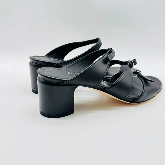 AGL Shoes Womens EU 37.5 US 7.5 Black Leather Strappy Buckle Bear Hanna Heels