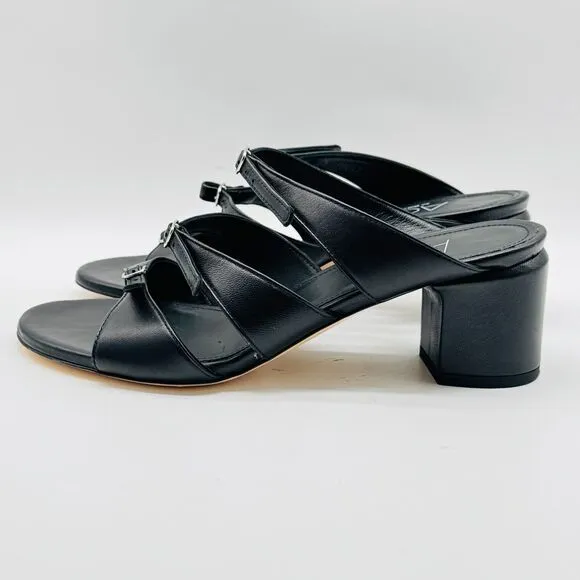 AGL Shoes Womens EU 37.5 US 7.5 Black Leather Strappy Buckle Bear Hanna Heels