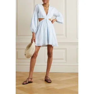 A.L.C. Irene cutout embroidered ramie mini dress