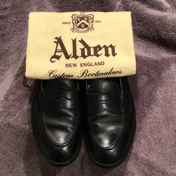 Alden Men's Black Leather Loafers9695F size 7/D  used conditions calfskin