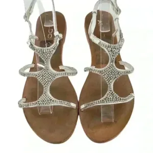 Aldo womens sandals size 7 37.5 white leather gem gladiator vintage y2k