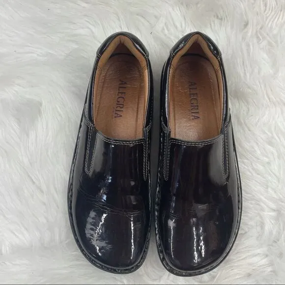 Alegria Oz Choco Patent Leather Slip-On Shoes