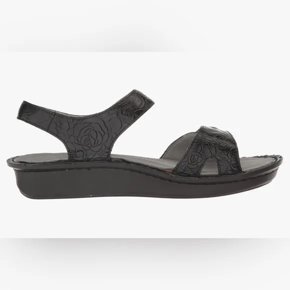 ALEGRIA Vienna Cowgirl Tar Black Sandals Sz 37 US 7-7.5 Adj Straps
