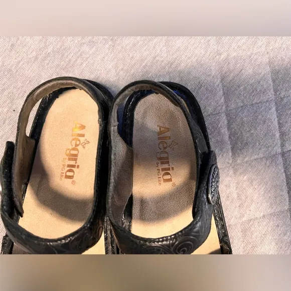 ALEGRIA Vienna Cowgirl Tar Black Sandals Sz 37 US 7-7.5 Adj Straps