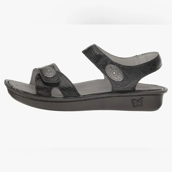 ALEGRIA Vienna Cowgirl Tar Black Sandals Sz 37 US 7-7.5 Adj Straps