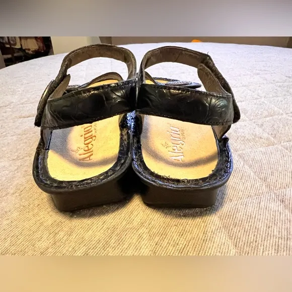 ALEGRIA Vienna Cowgirl Tar Black Sandals Sz 37 US 7-7.5 Adj Straps