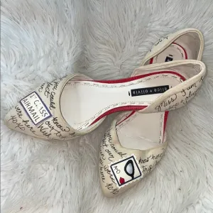 Alice   Olivia Cream D’Orsay Canvas Travel Flats