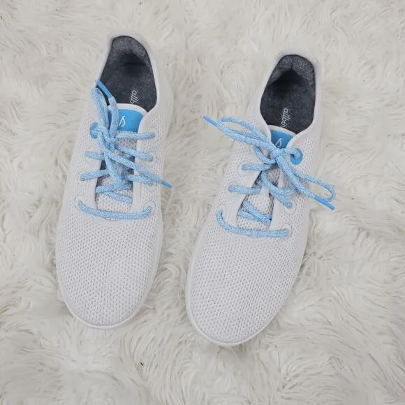 All Birds Tree Runners White Aqua Teal Mesh Men's Size 11 NWOB Athletic Sneaker
