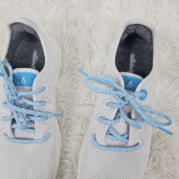 All Birds Tree Runners White Aqua Teal Mesh Men's Size 11 NWOB Athletic Sneaker