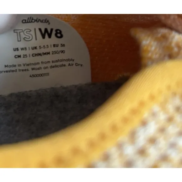 Allbirds Sneakers Womens 8 Yellow Trainers
