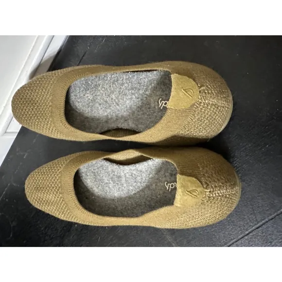 Allbirds Washable Tree Breezers Flats Eco Knit Ballet Wool Olive Womens 7.5W