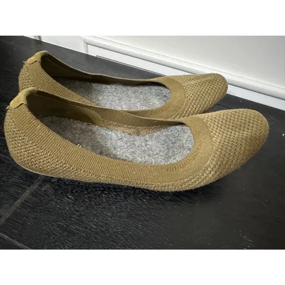 Allbirds Washable Tree Breezers Flats Eco Knit Ballet Wool Olive Womens 7.5W