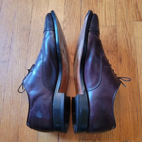 Allen Edmonds 13D Brown Dress Shoes USA Wingtip NATHAN Lace Up Cap Toe