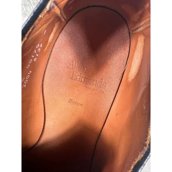 Allen Edmonds Byron Men Size 10.5 Black Leather Cap-Toe Oxford Dress Shoes
