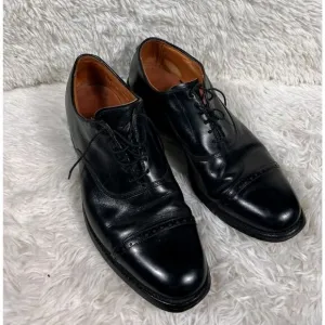 Allen Edmonds Byron Men Size 10.5 Black Leather Cap-Toe Oxford Dress Shoes