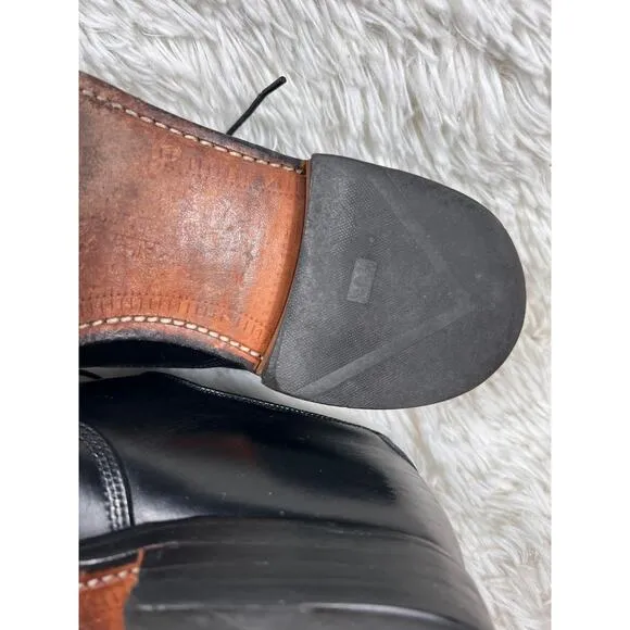 Allen Edmonds Byron Men Size 10.5 Black Leather Cap-Toe Oxford Dress Shoes
