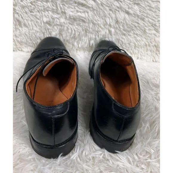 Allen Edmonds Byron Men Size 10.5 Black Leather Cap-Toe Oxford Dress Shoes