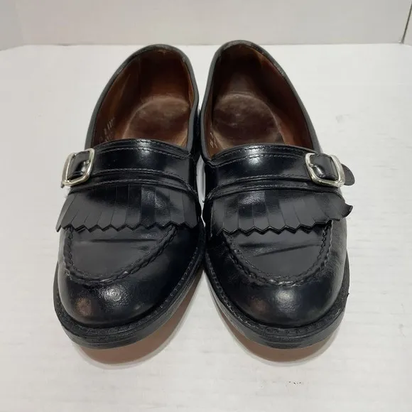 Allen Edmonds Cahill Mens Sz 9.5 D Leather Black Buckle Loafers Dress Shoes