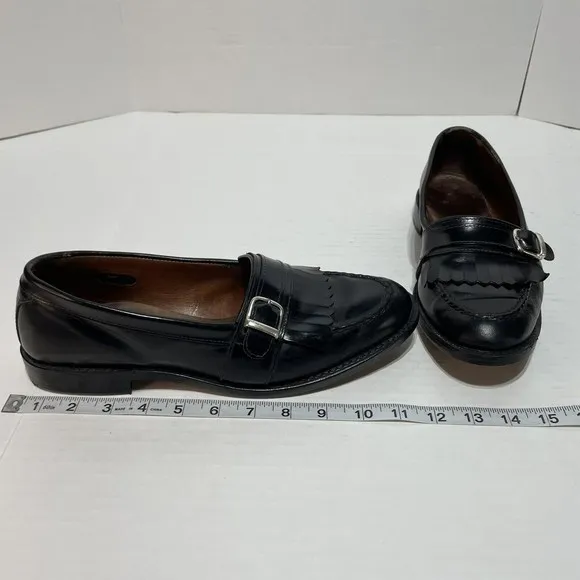 Allen Edmonds Cahill Mens Sz 9.5 D Leather Black Buckle Loafers Dress Shoes