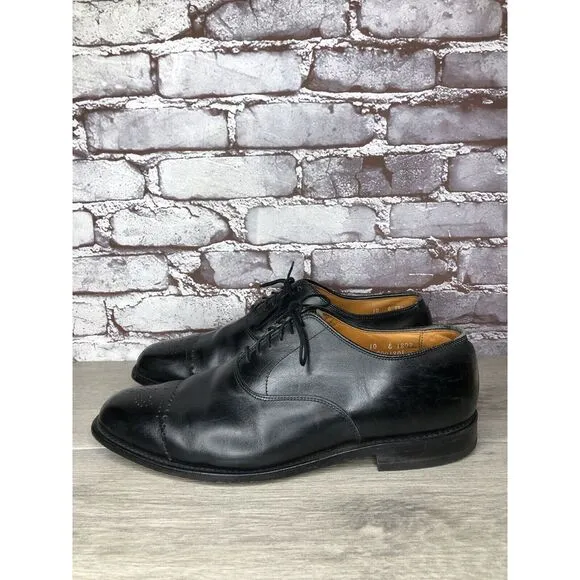 Allen Edmonds Dryden Black Leather Cap Toe Oxfords Brogue Shoes Men Sz 10E US/43