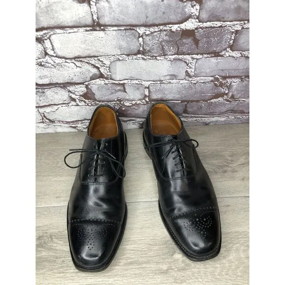 Allen Edmonds Dryden Black Leather Cap Toe Oxfords Brogue Shoes Men Sz 10E US/43