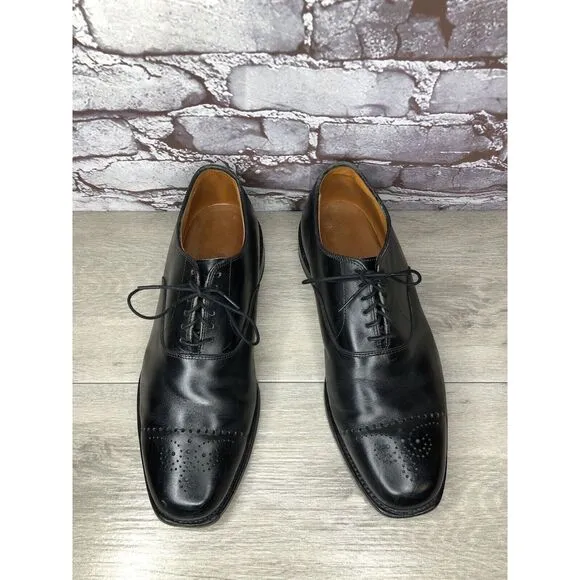 Allen Edmonds Dryden Black Leather Cap Toe Oxfords Brogue Shoes Men Sz 10E US/43