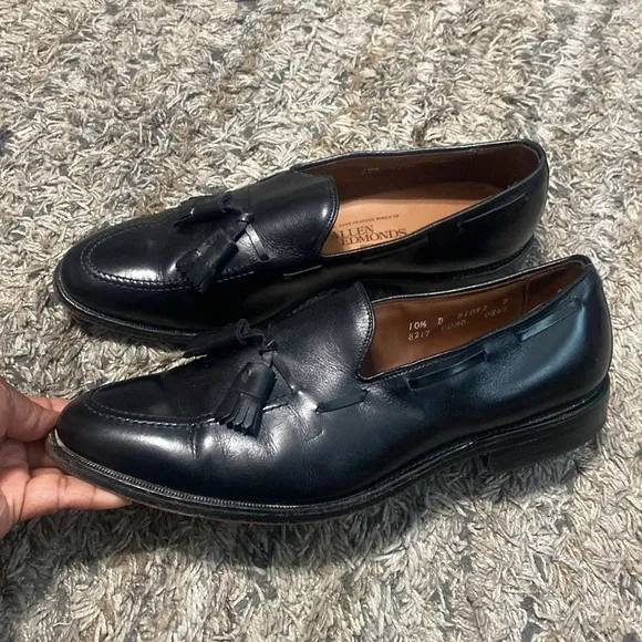 Allen Edmonds Grayson tassel Classic Black Leather Loafers sz 10.5